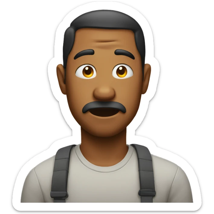 Round emoji of a man in bewilderment shrugging his shoulders sticker