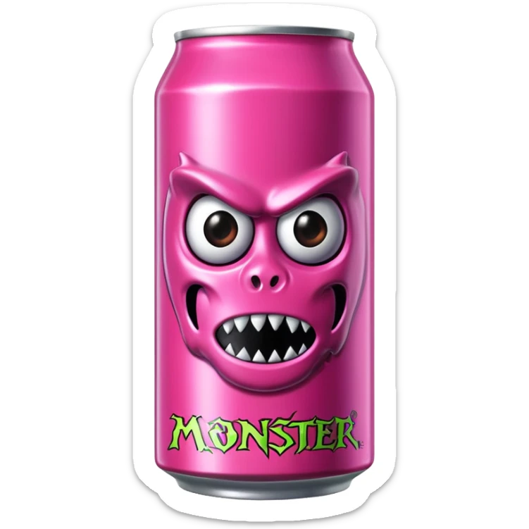 Pink monster energy drink with the logo of original monster company energy drink do not add the face in it just normal monster can  sticker