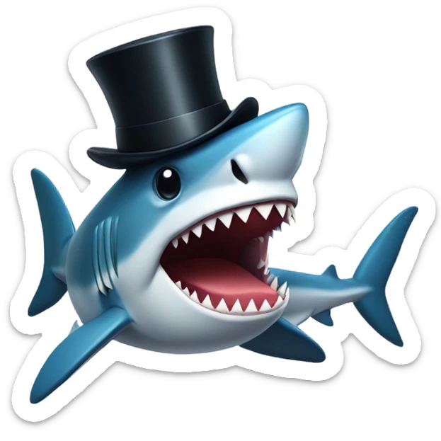 Shark with a top hat sticker