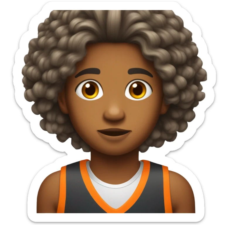 Un adolescent de 12ans métisse et les cheveux frisés avec un maillot de basket orange  sticker