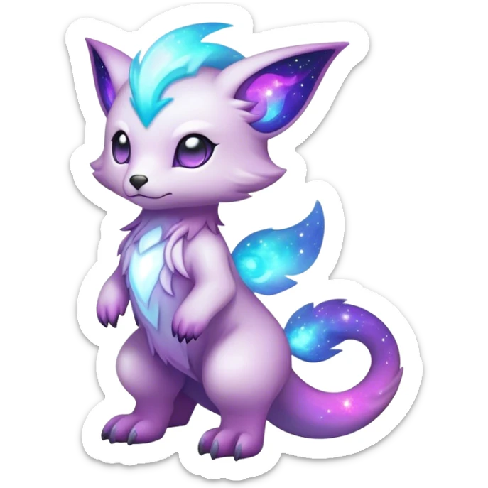 Cute cool colorful nebula fantasy animal hybrid Fakemon full body sticker