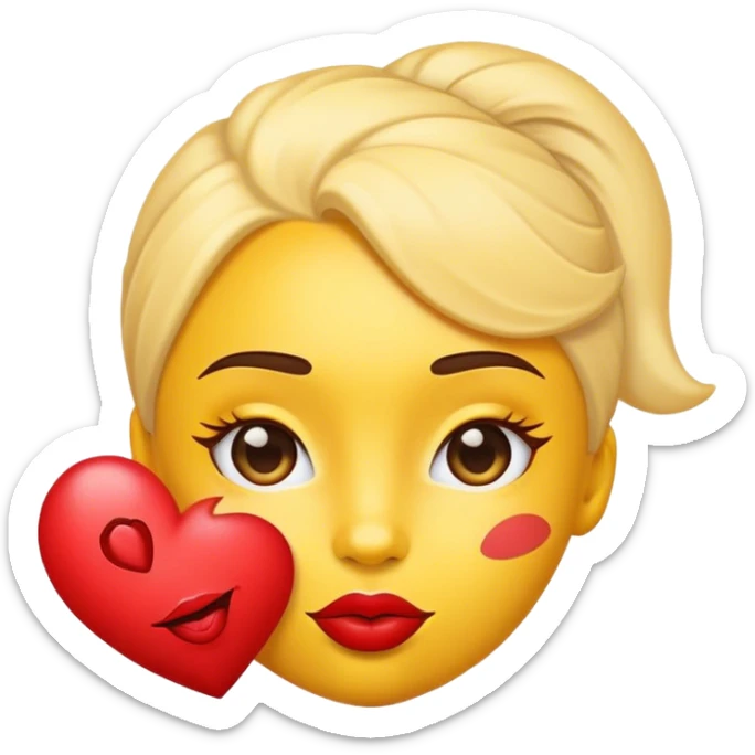 Create a yellow emoji that has I love Ayanna on its forehead with a red kiss mark next to the name sticker