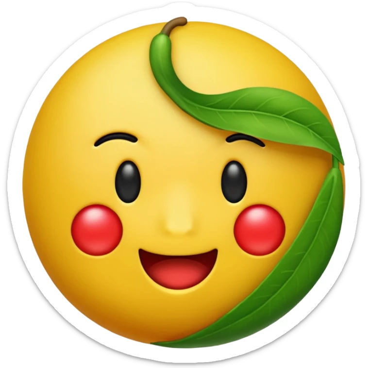 Crear un emoticón que tenga que ver con una variedad de Cambures , y que la paleta de colores sea la siguiente: Rojo Carmín, Amarillo, Amarillo Crema y Verde Pasto sticker