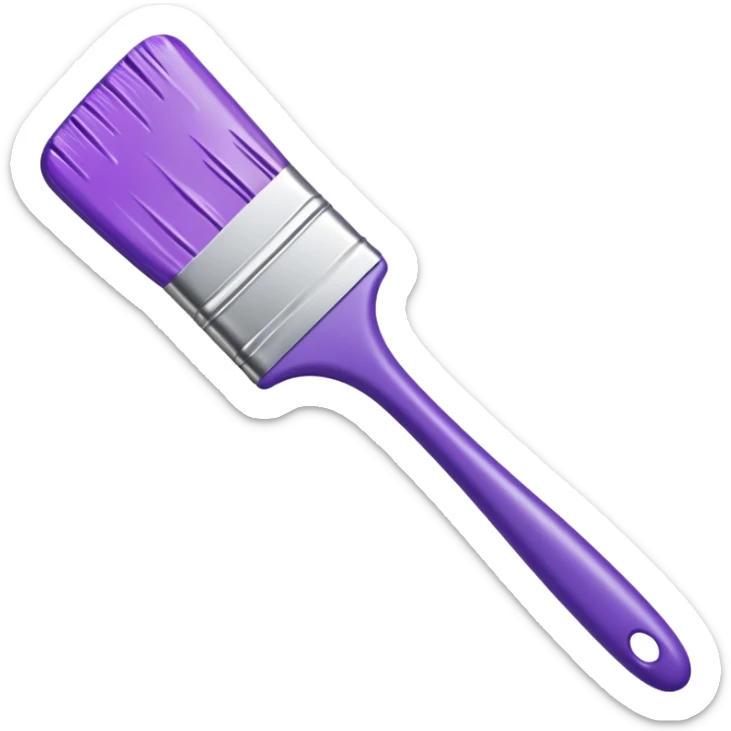 Paint brush with purple paint in the end of the brush  sticker