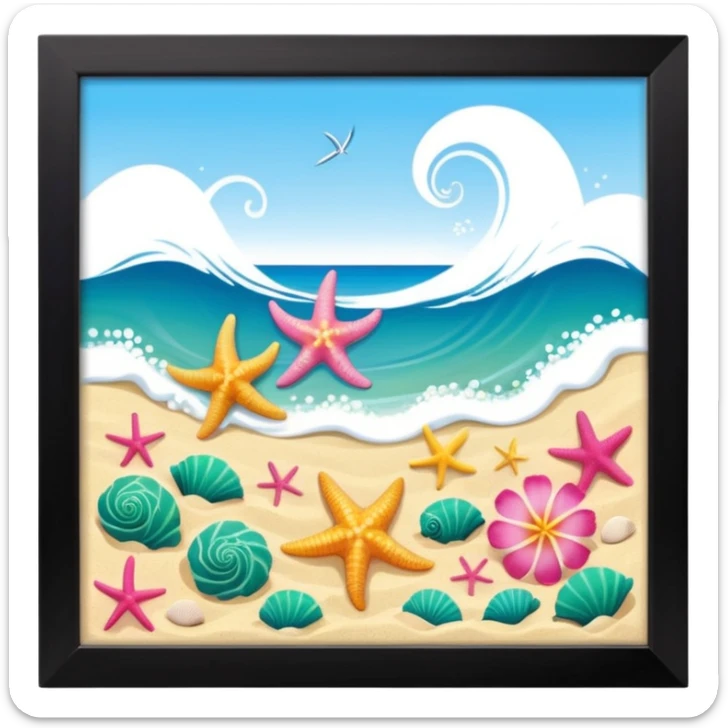 Conchiglie mare cocco onde stella marina fiori estivi tartarughe  sticker