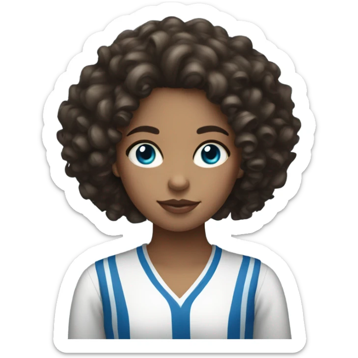 white dominican girl with dark brown big curly hair and blue eyes sticker
