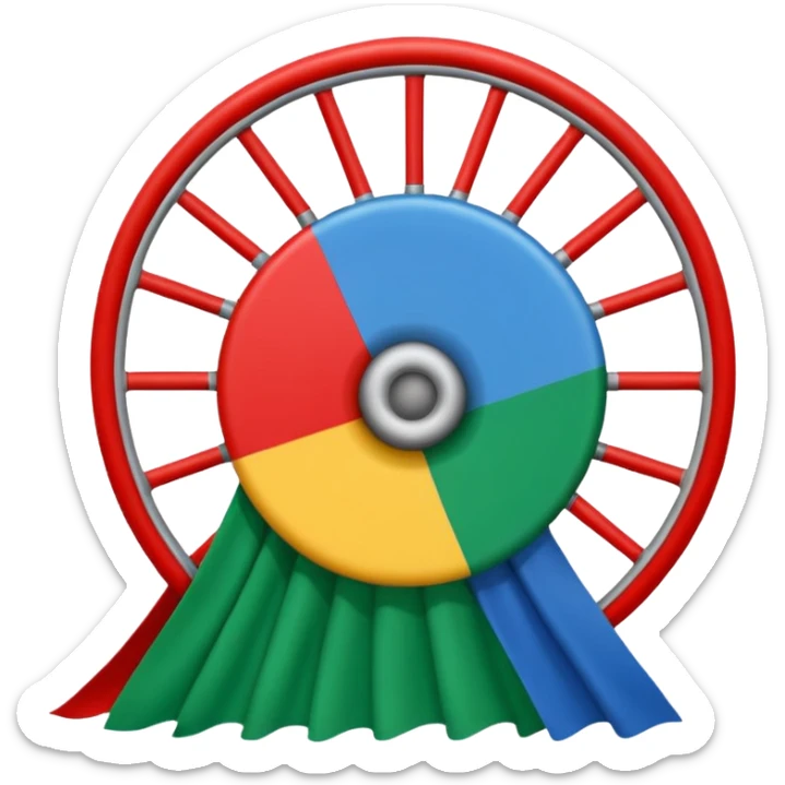 Un emoji drapeau avec la moitié de bleu et l’autre de vert avec une roue de roulotte rouge au centre assez grande sticker