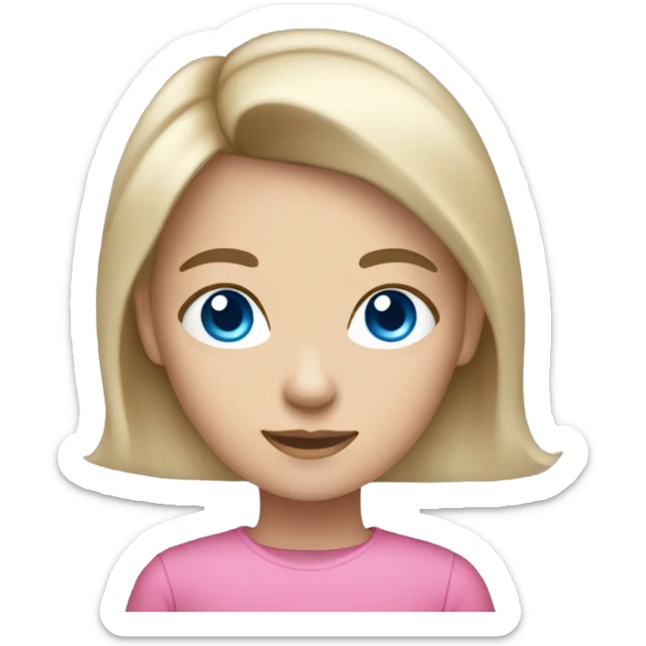 a white dark blond haired girl with blue eyes wearing pink clothes holding an iphone  sticker
