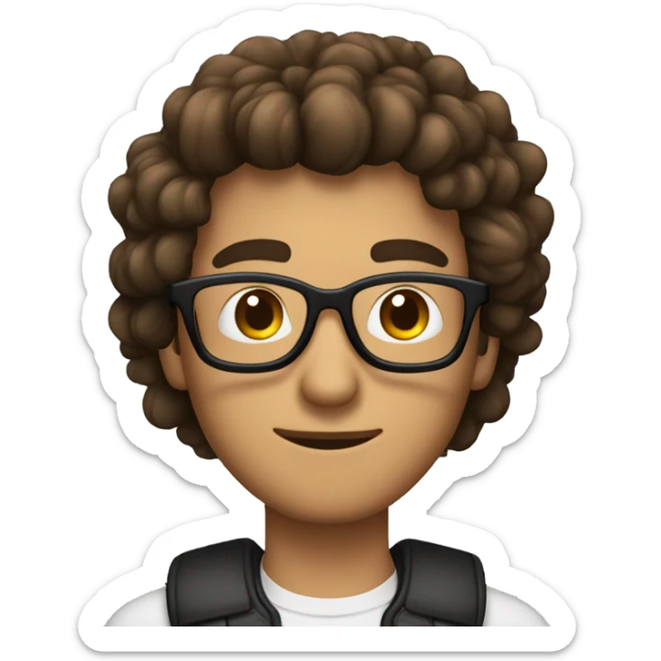 Hombre de 26 años con gafas y con cabello negro y ojos color cafe con un gesto de pensativo sticker