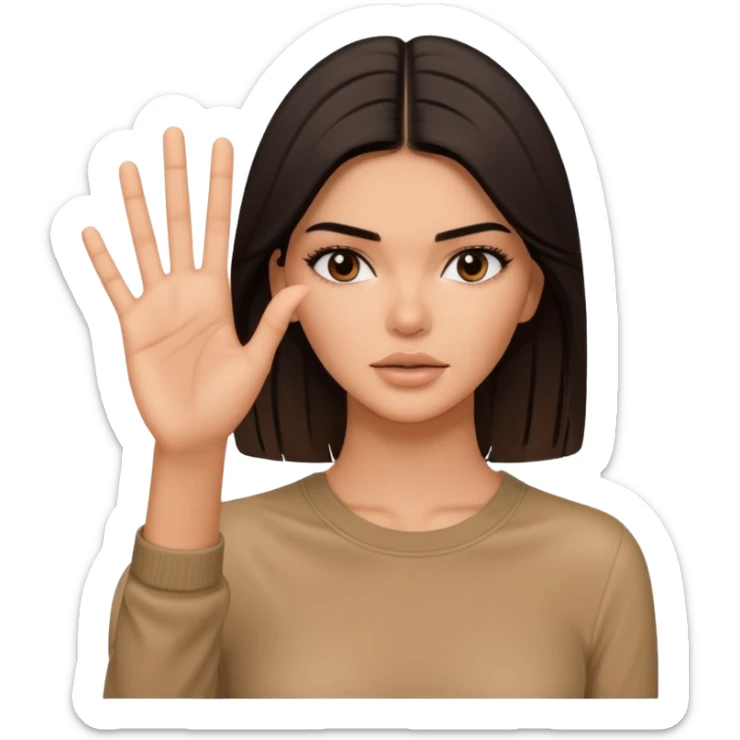 kendall jenner sagt stop und zeig mit einer handinnefläche stop ihre finger liegen aneinander sticker