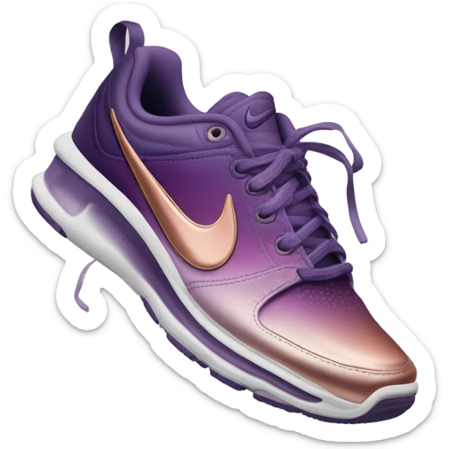 photorealistic pair of metallic dark purple to rose gold ombre Nike Sneakers sticker