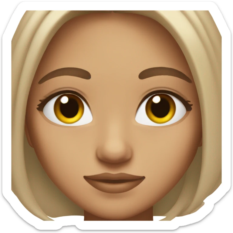 A tan girl hazel eyes with lashes and brown straight hair sticker