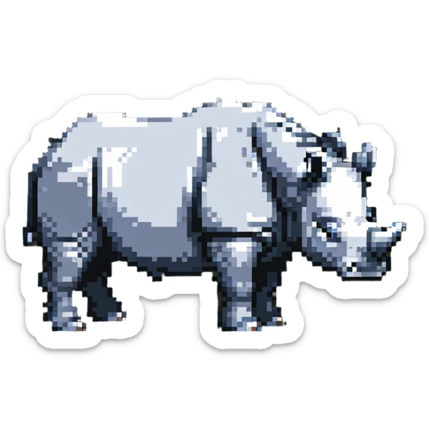 pixel art rhinoceros in game style sticker