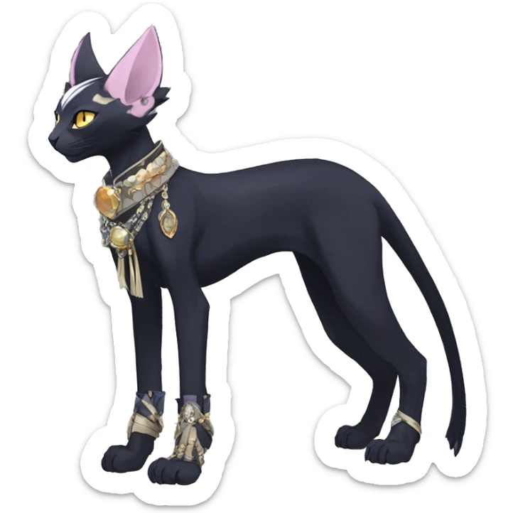 cool punk kawaii anime edgy distinguished stylish elegant beautiful fantasy black ethereal fantasy nargacuga-Noivern-sphynx-Quiana-Fakemon collar harness jewels full body sticker