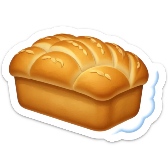 A golden loaf of bread with a crisp crust and a small rising steam curl. sticker