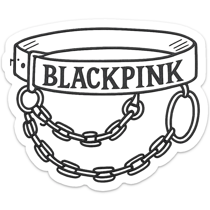 BLACKPINK-inspired gothic chain belt, sketchy and stylish, black and pink, no hearts sticker