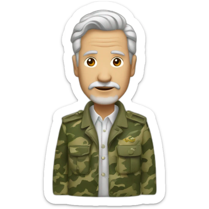 Hombre viejo pelo largo y con traje de camuflaje de hojas del ark sticker