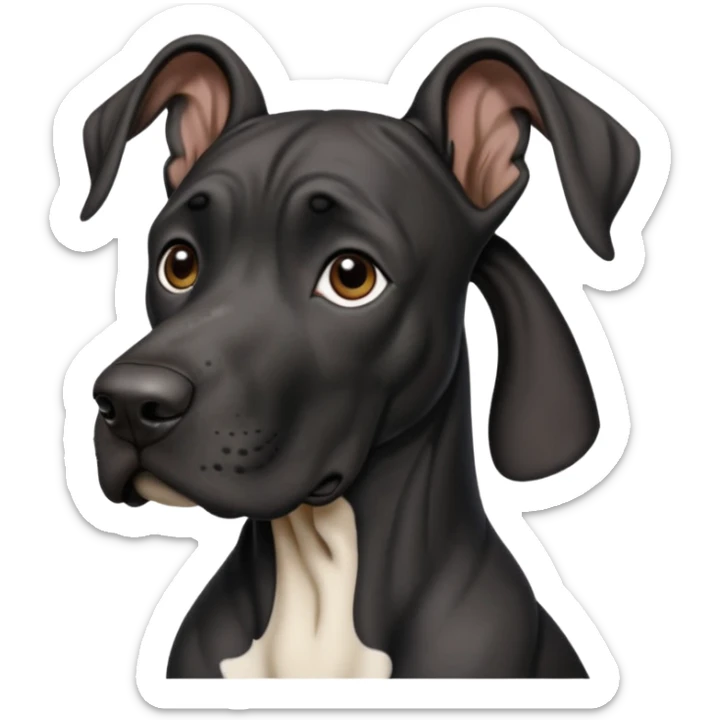 Black Male Great Dane  with no white and has cropped ears in a show stance sticker