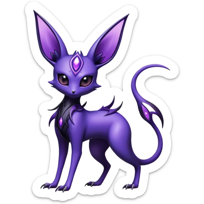 Shiny Exotic Badass Mysterious Gothic Noibat-Espeon-Pokémon-Fakémon-hybrid-creature (full body) sticker
