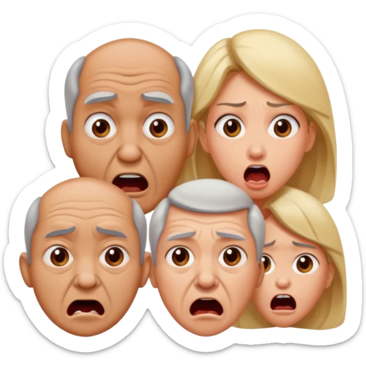 HAZ UNA FAMILIA GRITANDO, MI NOVIA, MI OPAPA. MI MAMA Y YO. CARA DE GRITOS FUERTEES. QUE SE NOITE QUE GRITAN MOLKESTOS sticker