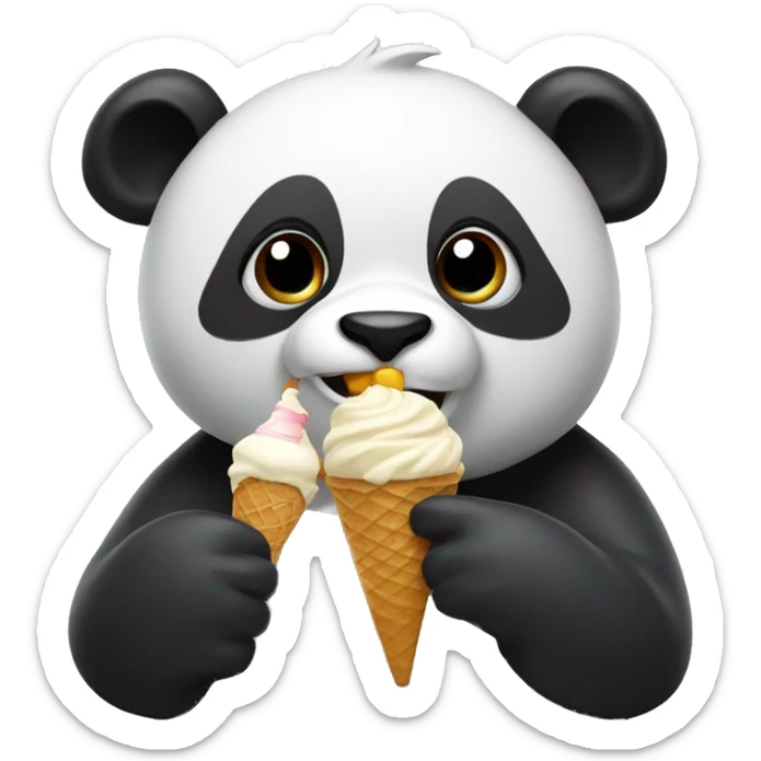 Panda eating ice cream sticker