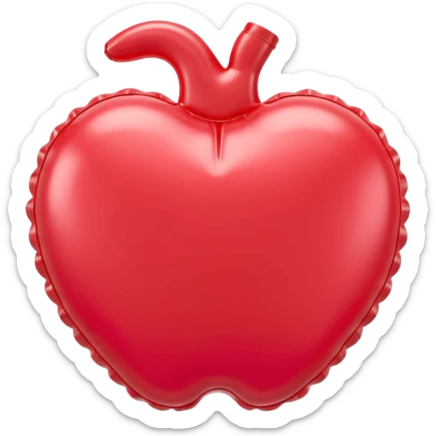 3D render of Whoopee Cushion made of shiny inflatable vinyl, visible seam lines, air valve, highly reflective plastic texture, pool toy aesthetic, Apple emoji style, isolated on white background --v 6.0 sticker