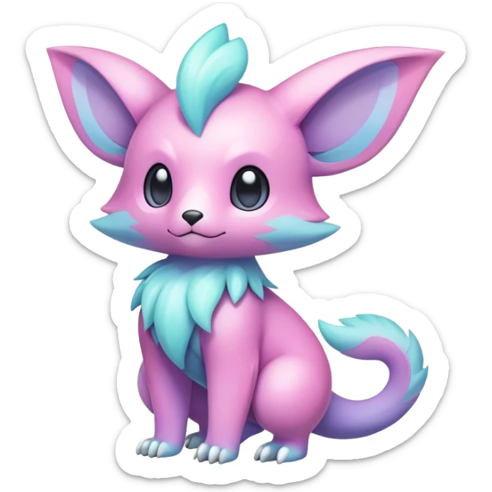Cute cool colorful pastel fantasy animal hybrid Fakemon full body sticker