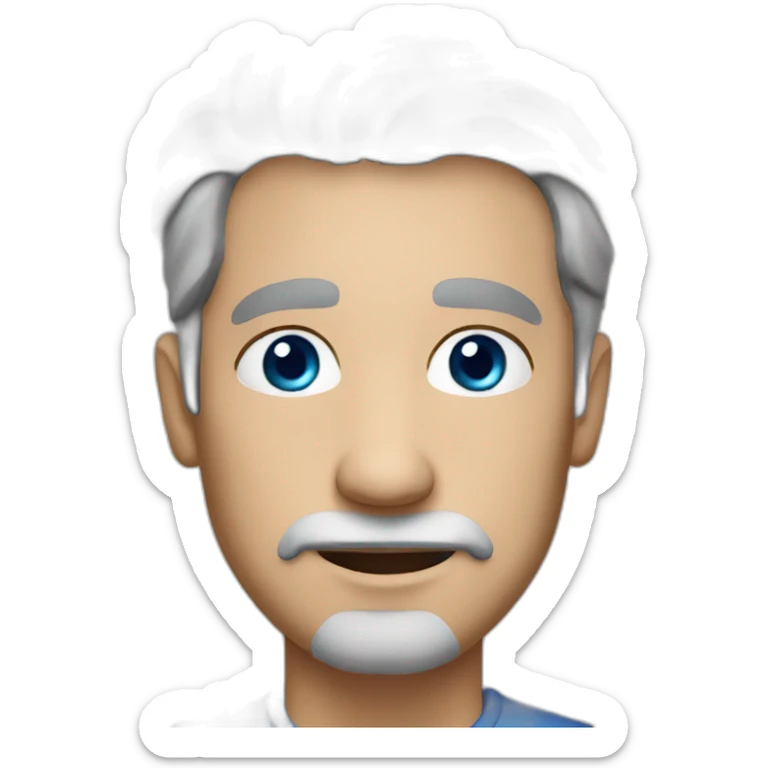 Male, 50 years old, blue eyes, gray hair, long face, small eyes, wide nose, medium mouth with thin lips. sticker