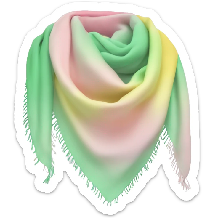 Realistic pastel green,pastel yellow,and pastel pink ombre scout scarf isolated. sticker