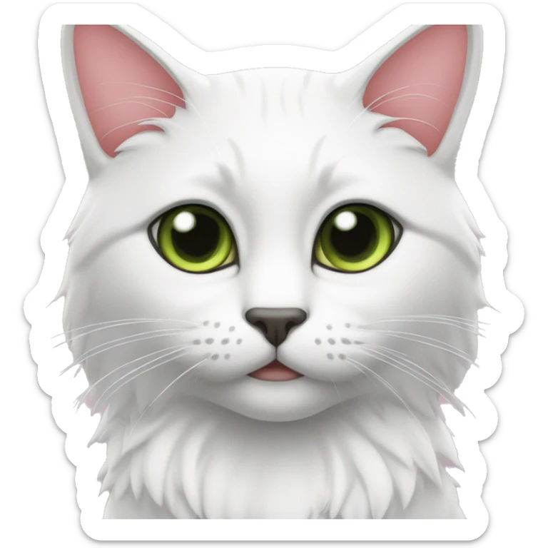 gato blanco, que se le vea solo la cara, con los ojos verdes y la nariz y orejas rosas sticker