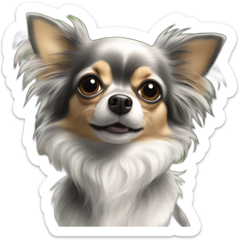 Chienne noire chihuahua yorkshire poils longs bouts des pattes blancs sticker
