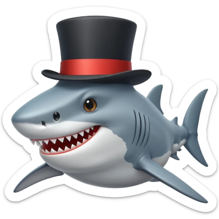 Shark with a top hat sticker