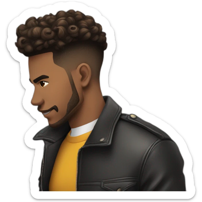 Homem moreno barbicha cabelo castanho escuro corte low fade nariz redondo  sticker