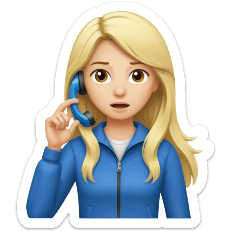 blonde cartoon girl long hair sports coach calling for a time out sticker