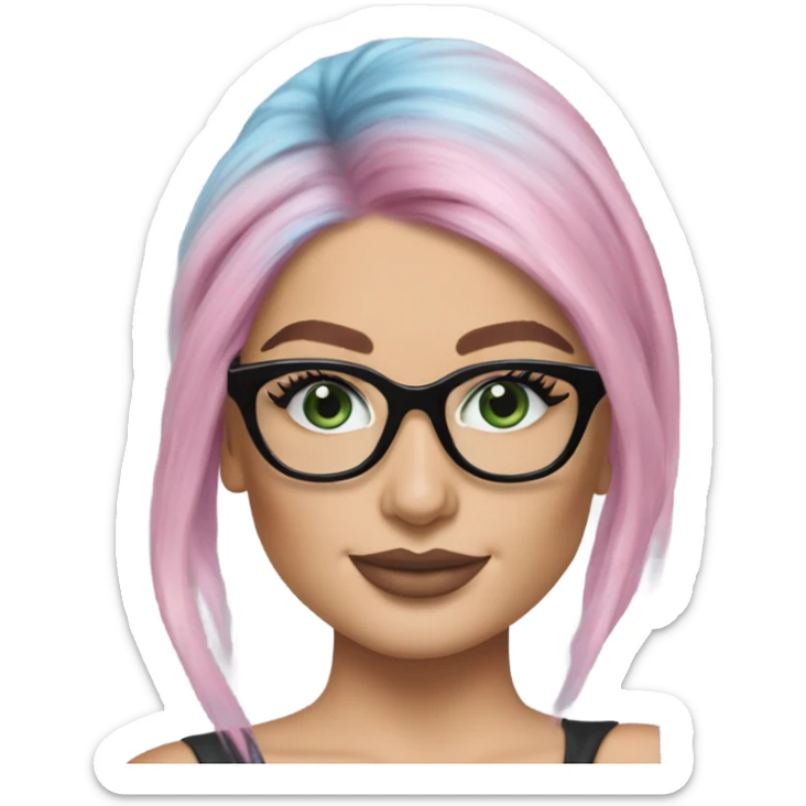 Photo Realistic kylie jenner stylish pink hair BLUE eyes and glasses elegant  sticker