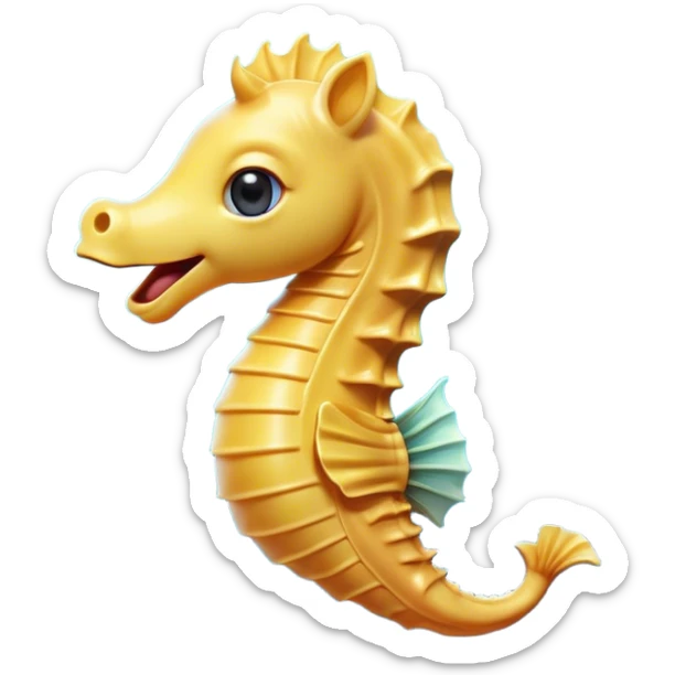 Cinematic Realistic Cute Yawning Sea Horse Portrait Emoji, Head tilted slightly with a dramatic, wide-open yawn, showcasing a soft, flowing body with gently drooping fins and half-closed, drowsy eyes rendered in delicate detail, high shine, relaxed yet expressive, styled with a dash of underwater charm, soft glowing outline, capturing the essence of a sleepy yet affectionate sea horse that appears ready to rest in tranquil water. sticker