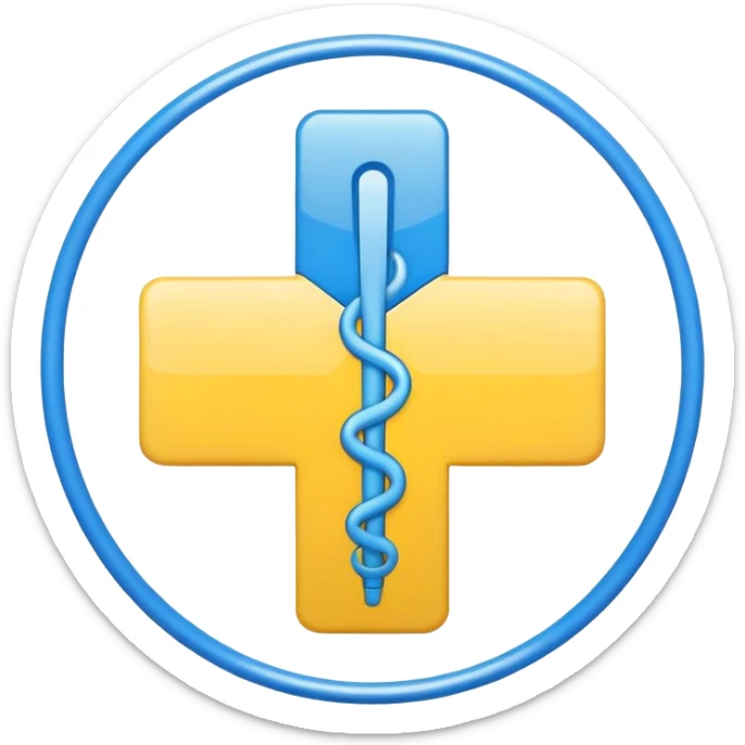 Healthcare symbol with medical cross and Ukrainian colors sticker