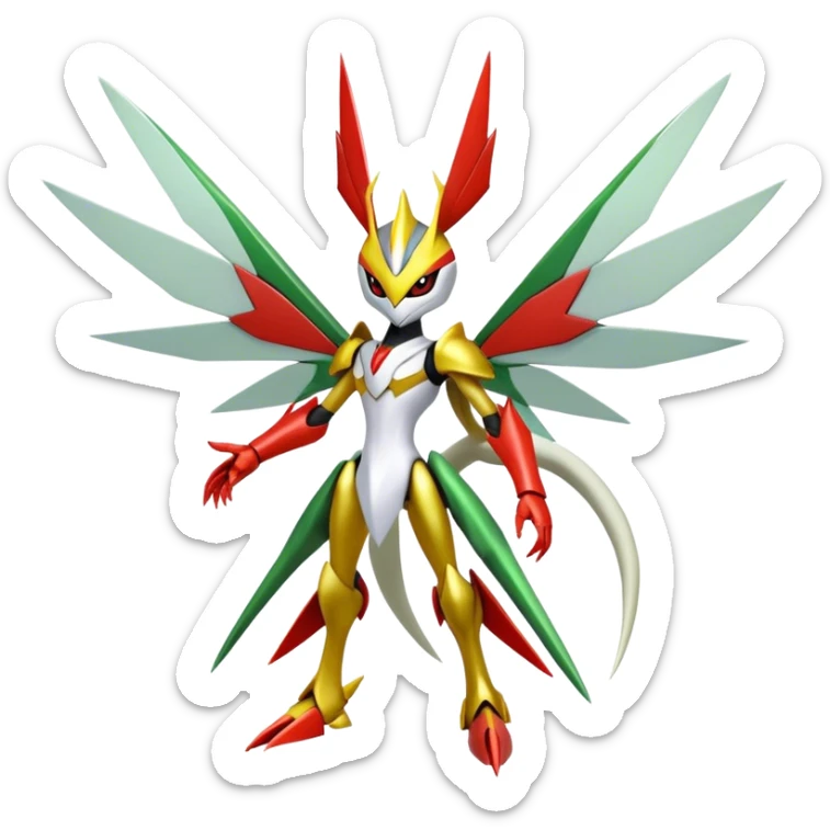 Cute Cool Edgy Shiny Ethereal Legendary Kartana-Digimon-Scizor-hybrid full body sticker