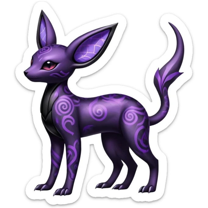 Shiny Dark Edgy Majestic Sophisticated Modern Gothic Gloomy Futuristic Salandit-Umbreon-Espeon-Hybrid (Full body) with pattern-markings sticker