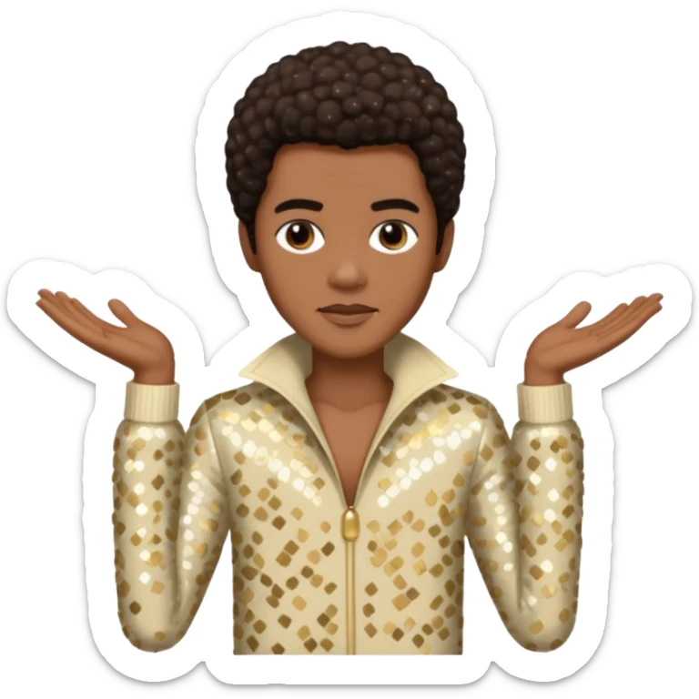 Bobby Farrell from Boney M with dark brown hair, cream sequin outfit sticker