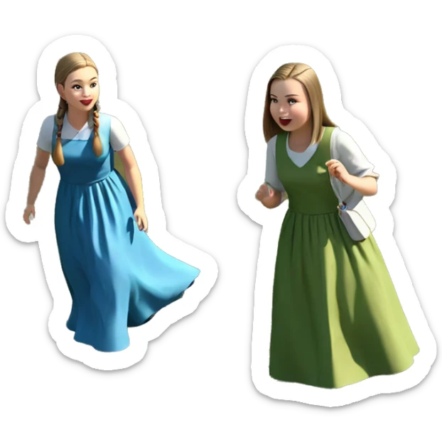 girls in dresses on grass sticker