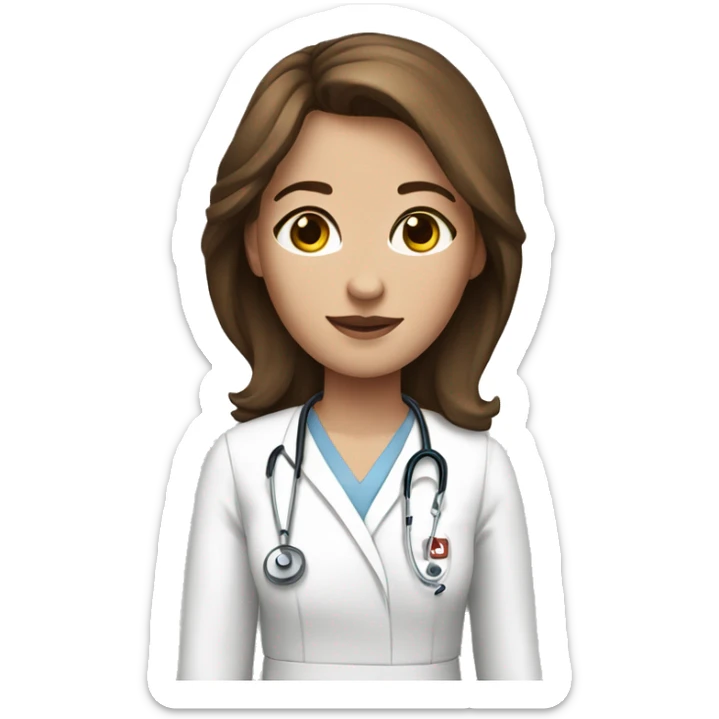 white skin woman with brown hair in a medical gown sticker