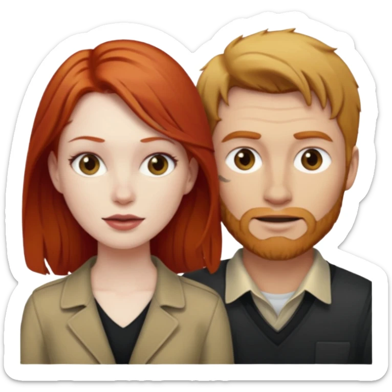 Red hair woman and dirty blonde man couple sticker