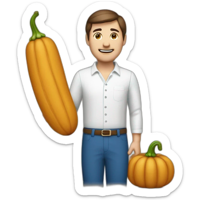 Homme blanc avec une coupe marron courge et une puce bleue sur le côté de la tete sticker