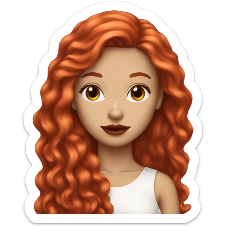 Pretty woman very long red hair and long face light skin red lips sticker