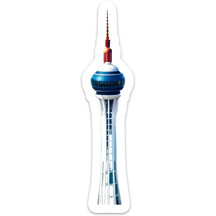 ​Cinematic Realistic N Seoul Tower, depicted in brilliant daylight as a slender, single-column tower rising from a modern cityscape, crowned by a sleek cylindrical observation deck offering panoramic views over Seoul, with crisp glass and steel surfaces reflecting clear blue skies and subtle architectural details that capture its futuristic elegance, sticker