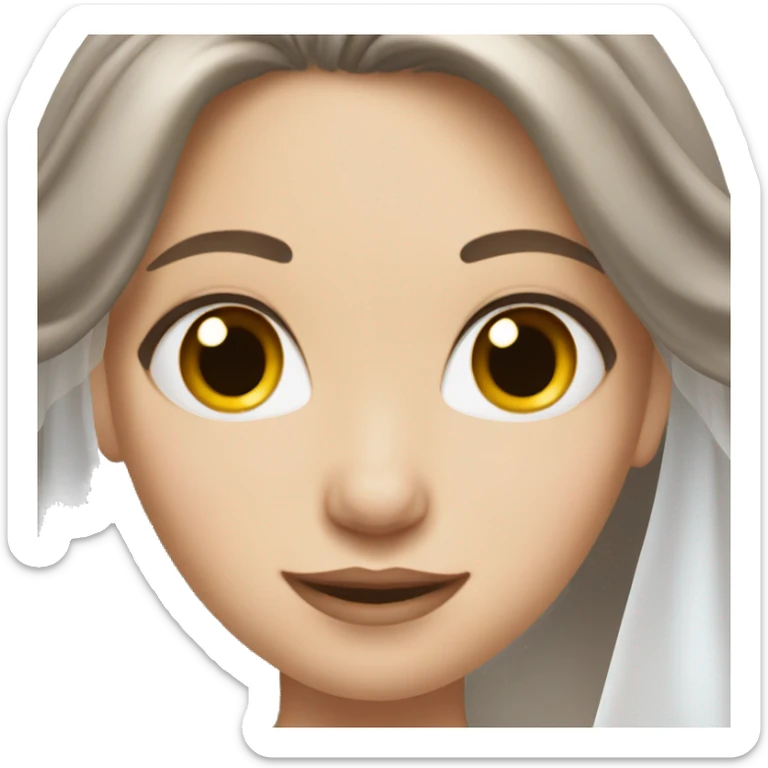 White girl with shinny brown and gray hair in her wedding  sticker