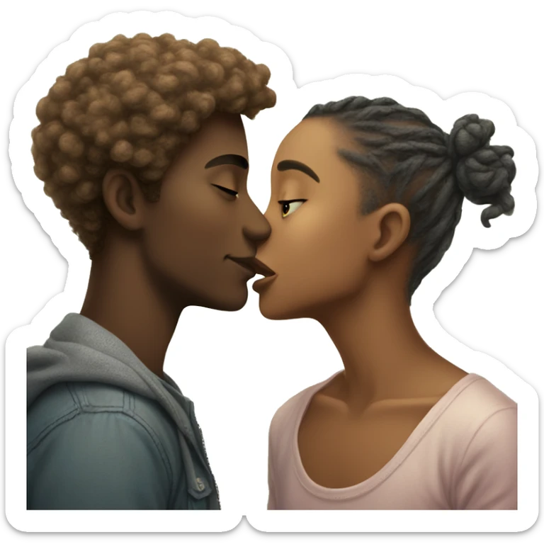 A fair coloured boy kissing on tha forhead of a fair coloured girl  sticker