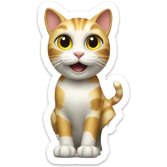 An european cat sat on a monstera plant leave and waving a checkered flag   sticker