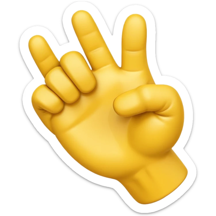 A 3D Apple-style yellow hand emoji, closed fist with thumb pointing backward over the shoulder direction, smooth rounded shape, shiny surface, clean minimal background. AND MOTİON LİNE sticker